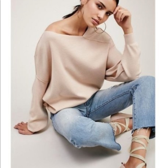 Free People Sweaters - Free People The Check Open Shoulder Neutral Sweater XS